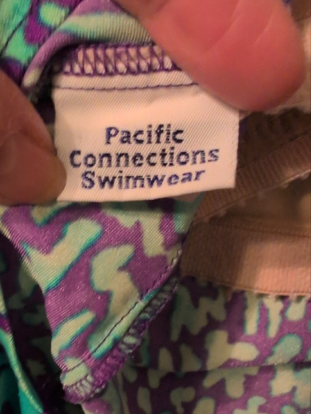 Pacific Connections Purple and Teal Patterned Halter Swimwear - Picture 2 of 3